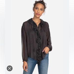 New Johnny Was Silk Ruffled Blouse L
